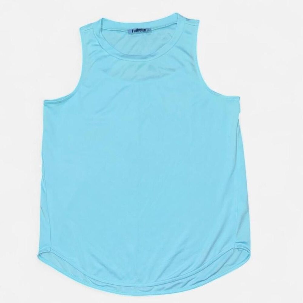 Fulbelle Light Blue Athletic Tank Top with Back Cut Out, Size XL
